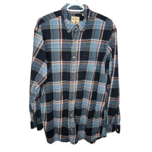 Vintage RedHead Shirt Men's XLT Long Sleeve Button Up Navy Blue Plaid Flannel